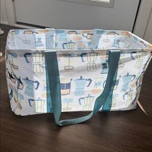 Blue and White Coffee Maker Tote Bag